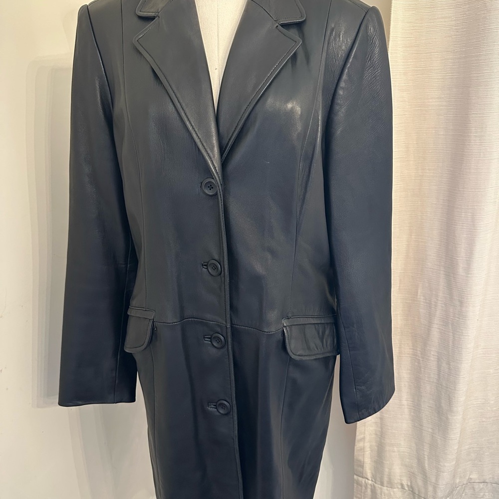 Women's Black Leather Coat